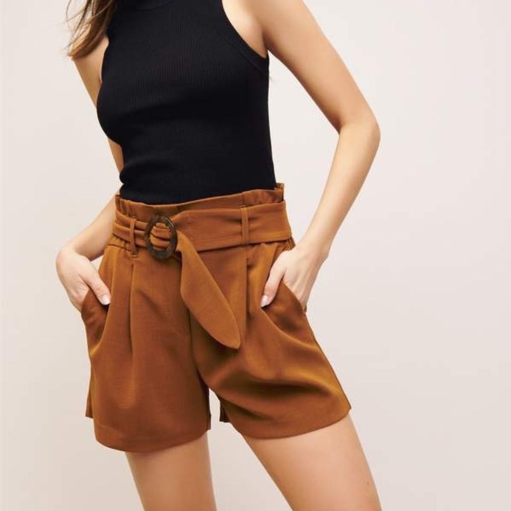 Dynamite Belted Shorts in Camel Brown